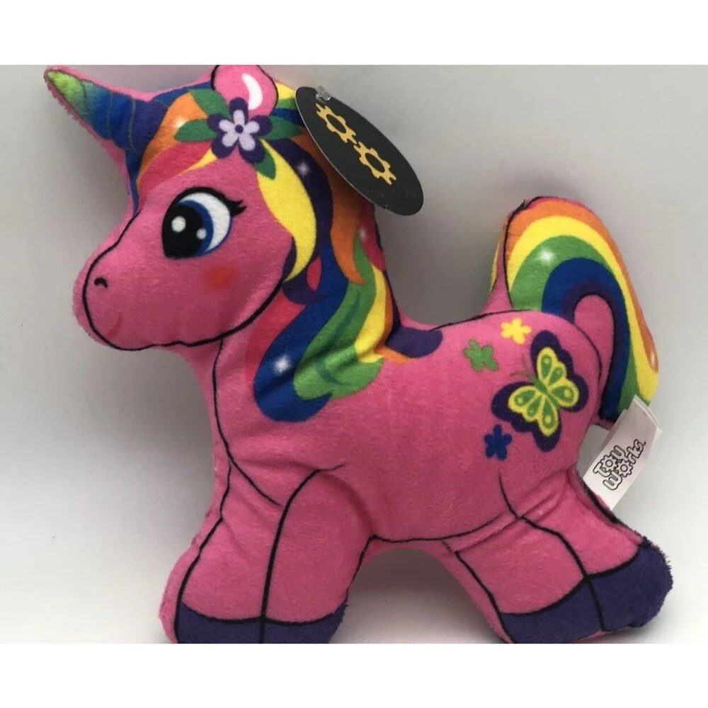 Toy Works SET of 2 Toys Rainbow Plush Unicorn Stuffed Animal 7